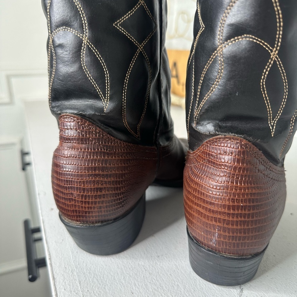Bronco Western Cowboy Boots Women’s 9.5 Men’s 8 Brown Leather Made in USA - Picture 6 of 9